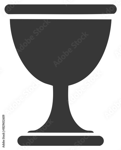 Stylized dark gray silhouette of a chalice or goblet icon, representing celebration, religion, and achievement