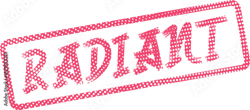 Bright Radiant word mark featuring a cheerful pink dotted stamp texture on clean white