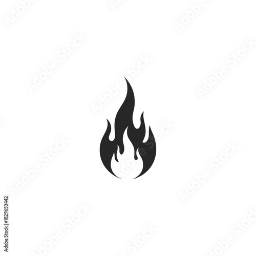 Simple black flame icon on a white background, representing fire or heat.