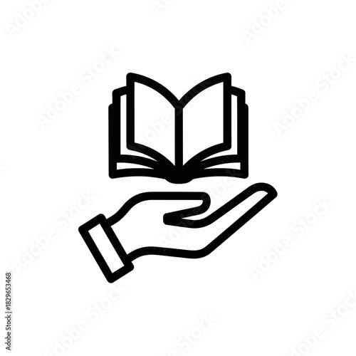 A hand holding an open book, symbolizing education, learning, and knowledge sharing.