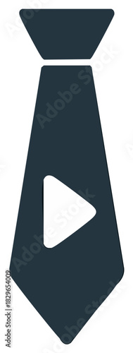 Necktie icon with play button symbol for business media and video content