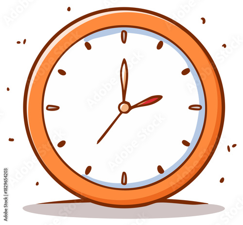 Cartoon clock showing two oclock with simple design and orange frame