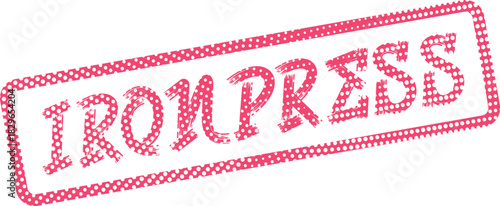 Ironpress word rubber stamp impression created with a classic vintage halftone style for documents