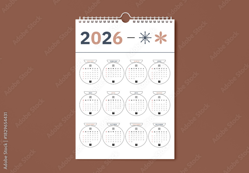 Minimal 2026 Wall Calendar Template Design Stock Template | Adobe Stock