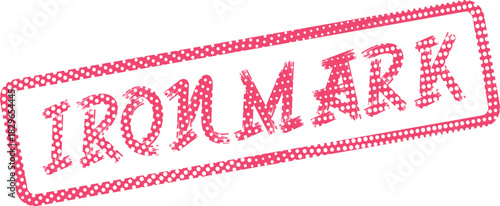 Ironmark word printed with distressed halftone stamp effect on a clean background