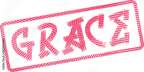 Authentic Dotted Frame Stamp Impression with Grace Wordmark for Elegant Communication