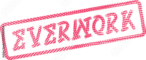 Dynamic red EVERWORK word stamp featuring a unique dotted texture for contemporary branding elements