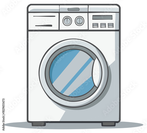 Laundry Appliance with Blue Window Front-Loading Washing Machine Illustration