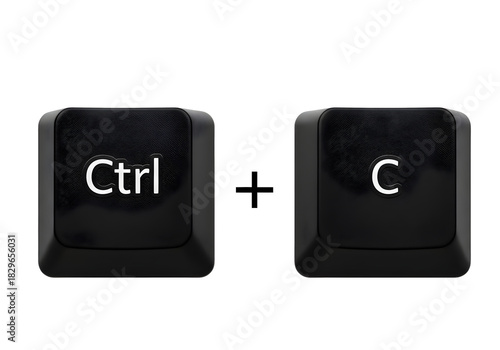 Computer keyboard ctrl and c keys shortcut isolated on transparent background