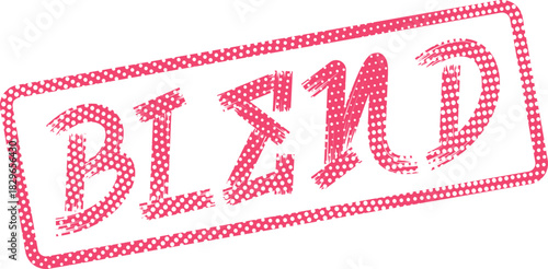 Distressed red rubber stamp featuring the word BLEND for mixing colors or ingredients