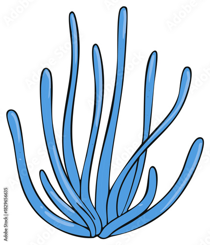 Dynamic Blue Seaweed Underwater Plant Design Aquatic Flora Illustration