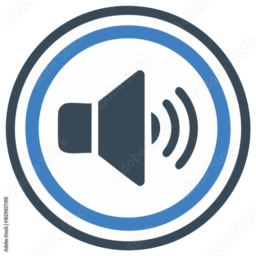 Blue Speaker Icon with Sound Waves Representing Audio Volume and Control