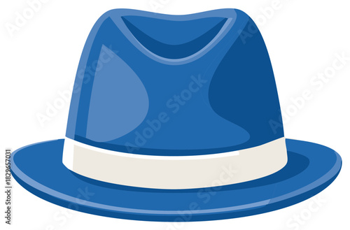 Classic Blue Fedora Hat with a White Band Accent