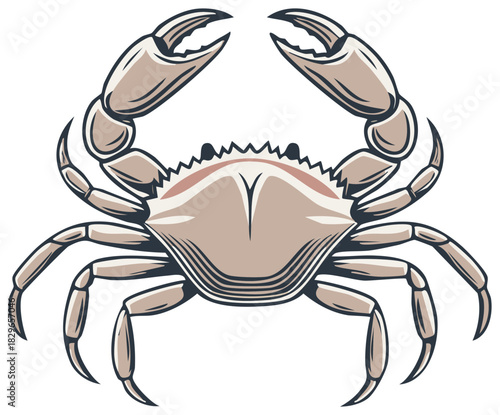 Crab with Raised Claws Illustration, Sea Creature Shellfish, Vector Art