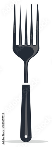 Dark Grey Fork Illustration with Five Tines for Culinary, Design, or Restaurant Concepts