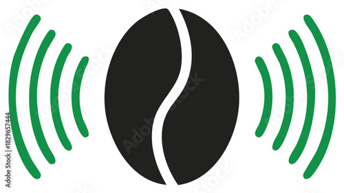 Coffee bean with signal or sound waves