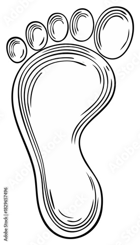 Outline Drawing of Footprint Foot Silhouette Human Toe Anatomical Sole