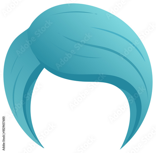 Stylish teal hair graphic, illustration of a hairstyle