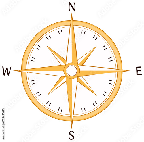 Compass Rose Illustration North South East West Direction Navigation Tool