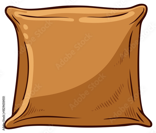 Beige Throw Pillow Cushion Comfort Cartoon Style Illustration