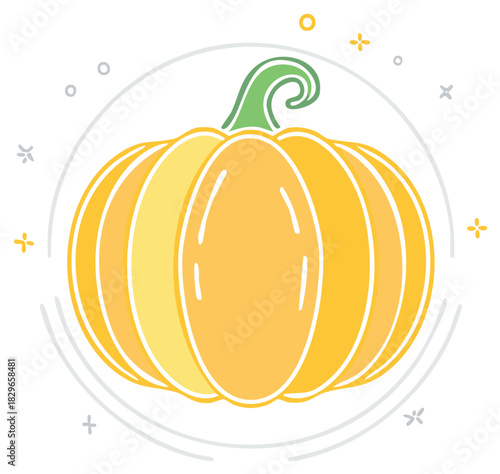 Stylized Pumpkin Illustration with Sparkling Accents for Festive Autumn Decorations