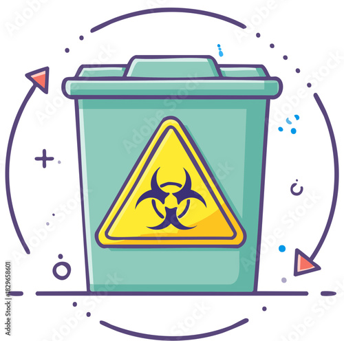 Biohazard Waste Bin, Medical or Laboratory Dangerous Waste Disposal, Biohazard Safety
