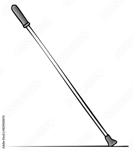 White Mobility Cane Assistive Device for Visually Impaired Support Illustration
