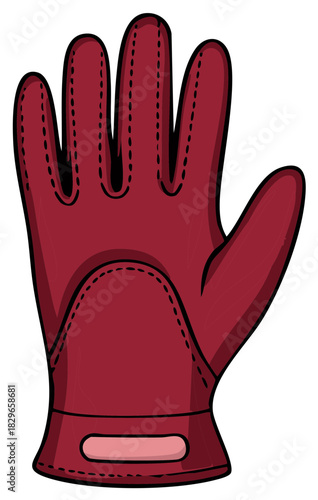 Illustrated red glove graphic, isolated on white background