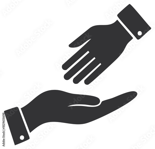Support and Assistance Gesture Reaching and Receiving Hands Graphic Icon Concept