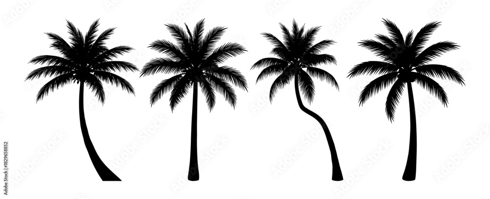 Fototapeta premium Set of palm tree silhouettes