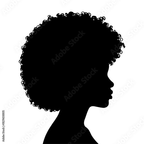 Silhouette of woman with afro hairstyle in profile