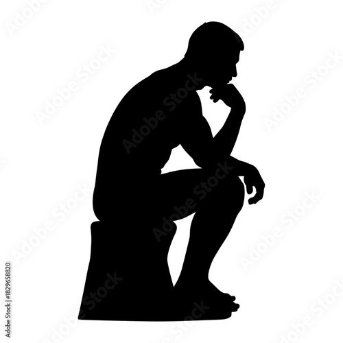 Silhouette of a man in a thinking pose
