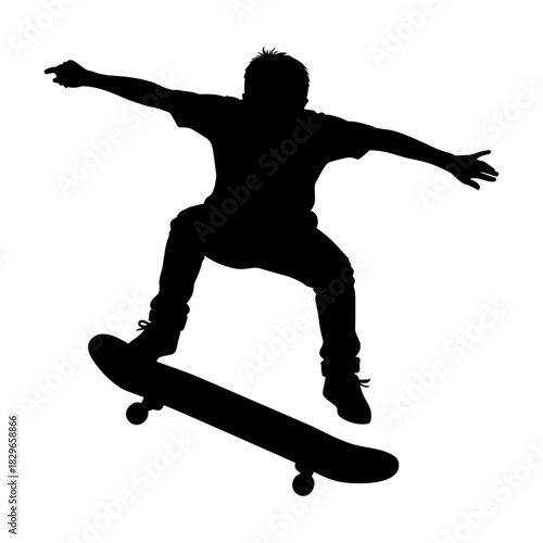 Silhouette of a person skateboarding