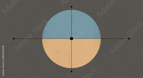 Horizontal Split Circle Light Blue Light Orange Central Square