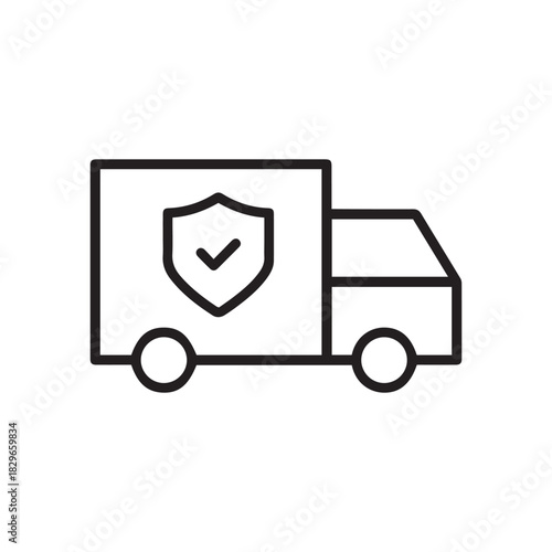 Security Delivery Truck Icon – Safe Cargo Transport Line Symbol