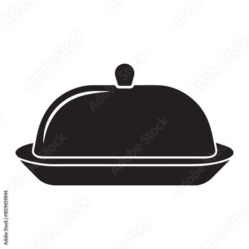 Butter Dish Stencil Icon Silhouette Vector Illustration