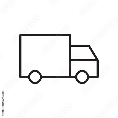 Delivery Truck Line Icon – Minimal Transport Vehicle Outline Design