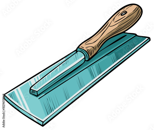 Professional Concrete Trowel Hand Tool with Wooden Handle for Construction and Finishing Work Illustration