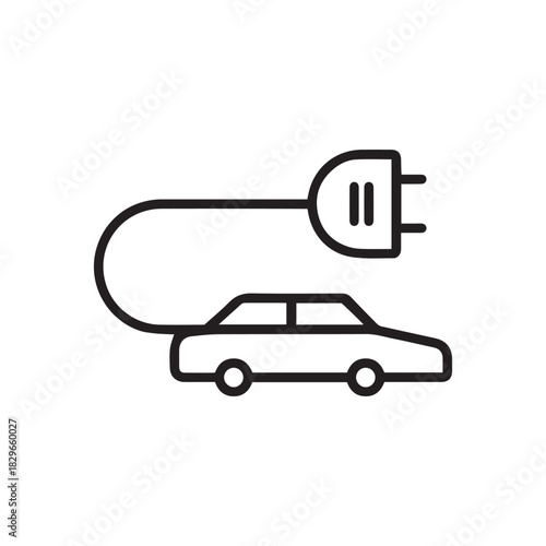 Electric Car Charging Plug Icon – Minimal EV Line Illustration