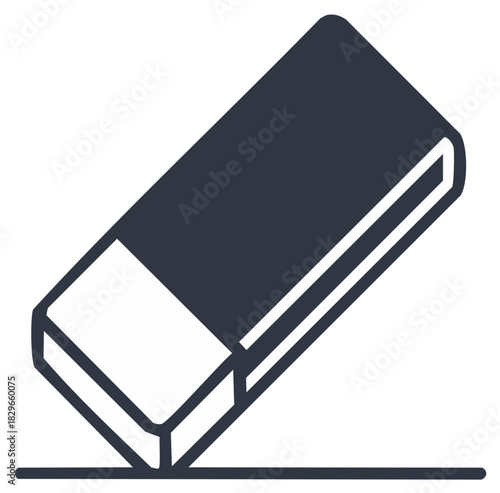 Simple vector illustration of a black eraser for pencils and pens over line