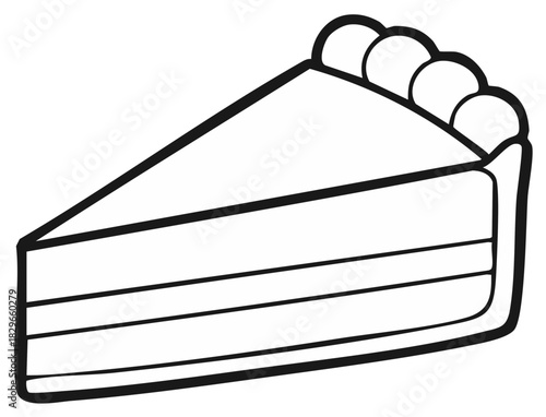 Cartoon slice of pie with rounded crust and layered filling