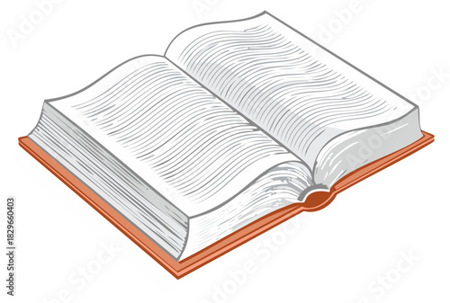 Open book illustration with blank pages for text learning and education concept