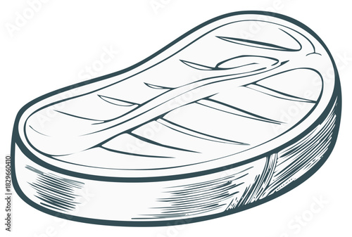 Grilled steak vector illustration with perfect sear marks for barbecue and cooking designs