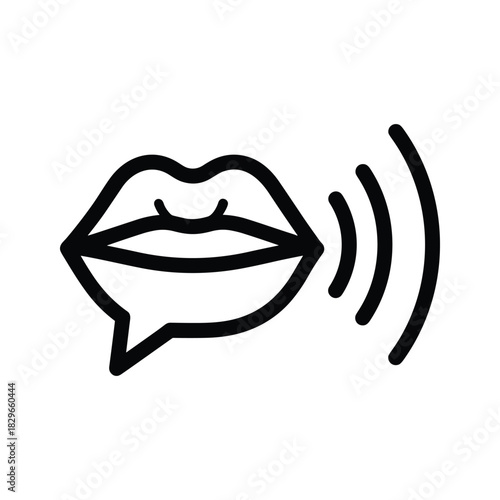 Lips speaking or talking with sound waves isolated on