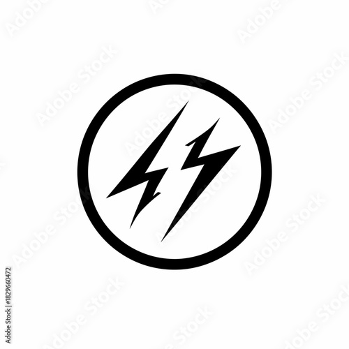Free Download Bold black circle containing two stylized lightning bolts, a dynamic modern icon symbolizing energy, power, speed, and electricity - GFXLoad