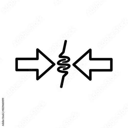 Two arrows pointing towards a spring isolated on