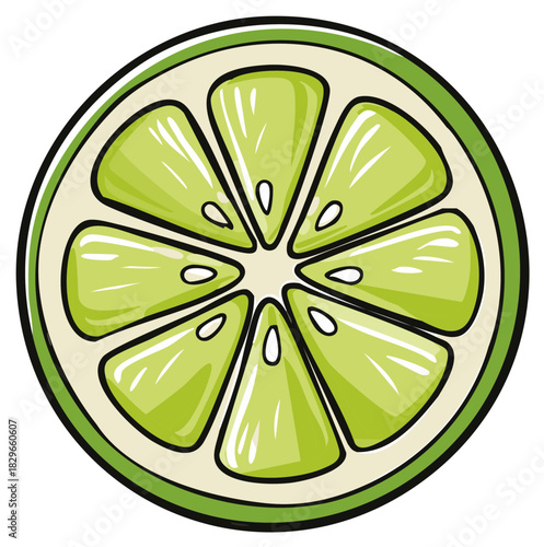 Vibrant cross-section of a juicy lime with segments and seeds