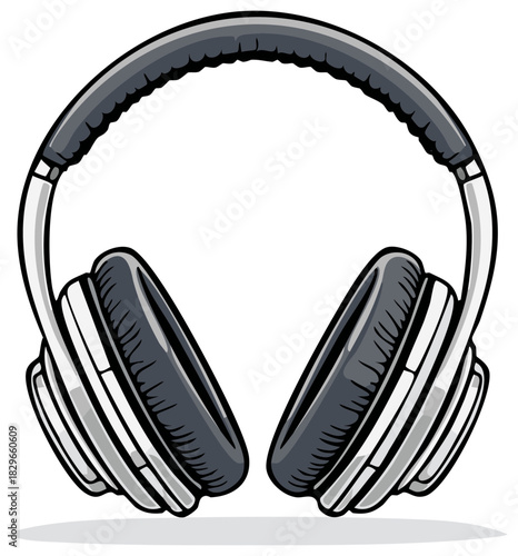 White and grey over-ear headphones with plush earcups and adjustable headband, isolated