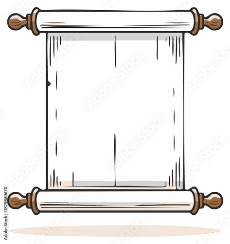 Vintage-style scroll paper with wooden handles, classic parchment design
