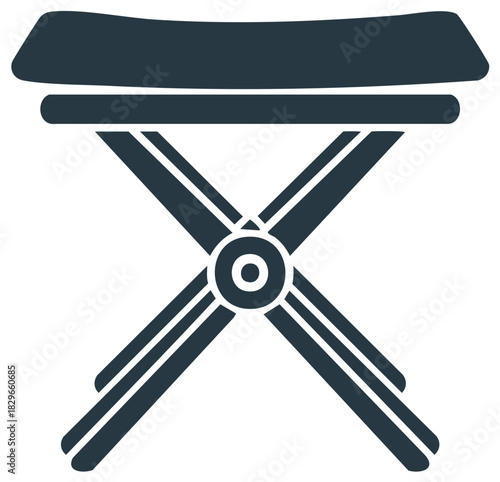 Folding stool chair seat furniture made of wood vector graphic icon